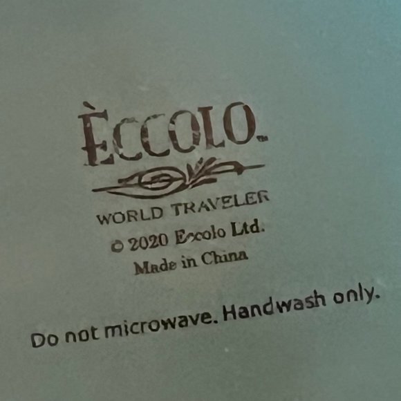 ECCOLO World Traveler Dark Green Stoneware Mug w/ Incised  White Christmas Trees - Picture 7 of 7